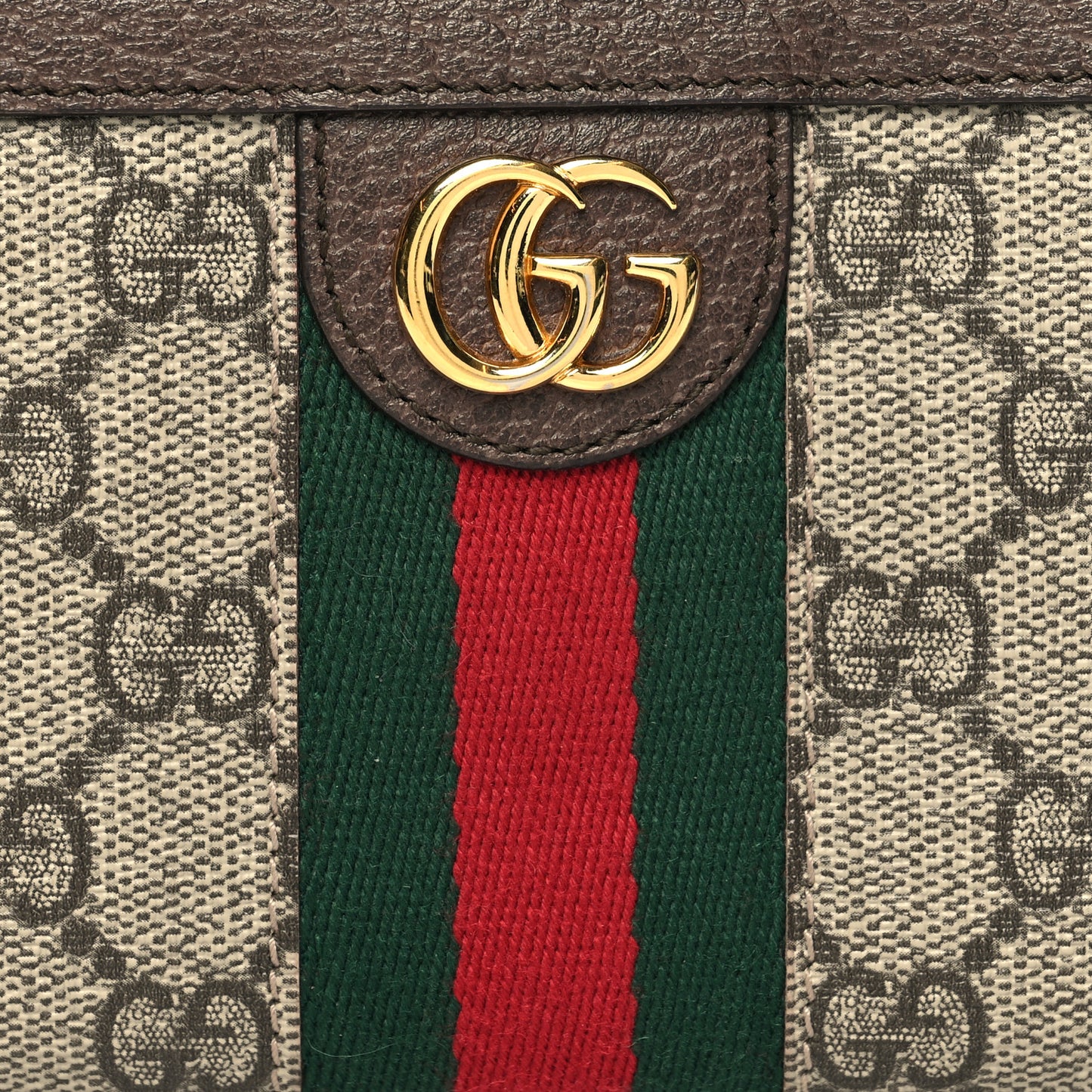 GG Supreme Monogram Web Ophidia Zip Around Wallet Brown