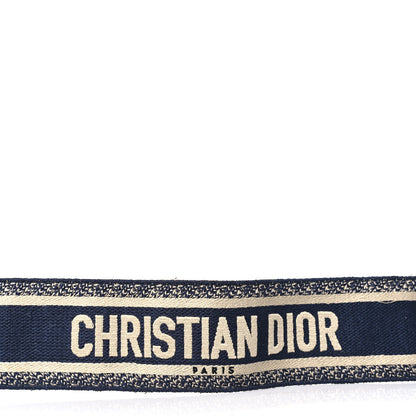 Christian Dior Canvas Embroidered Shoulder Strap Blue 3 of 6