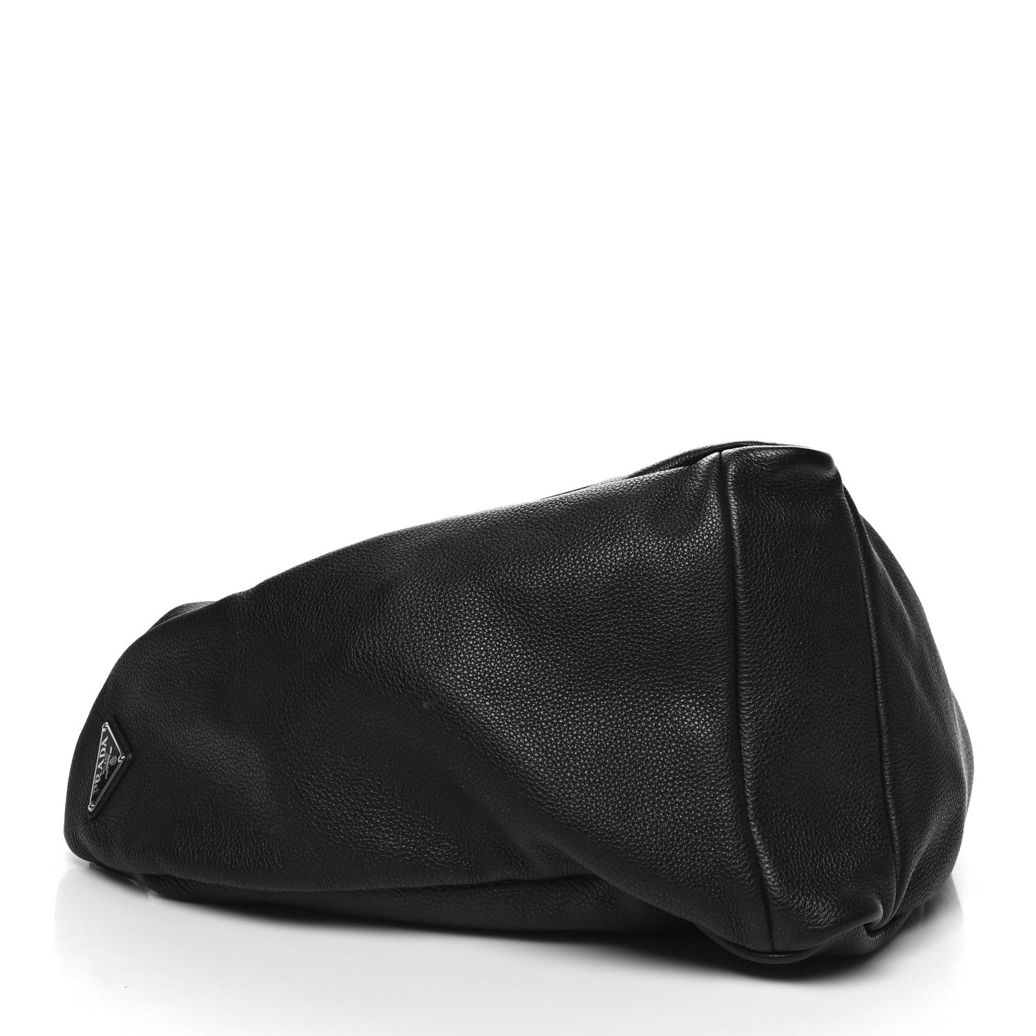 Prada Vitello Daino Triangle Shoulder Bag Black 4 of 10