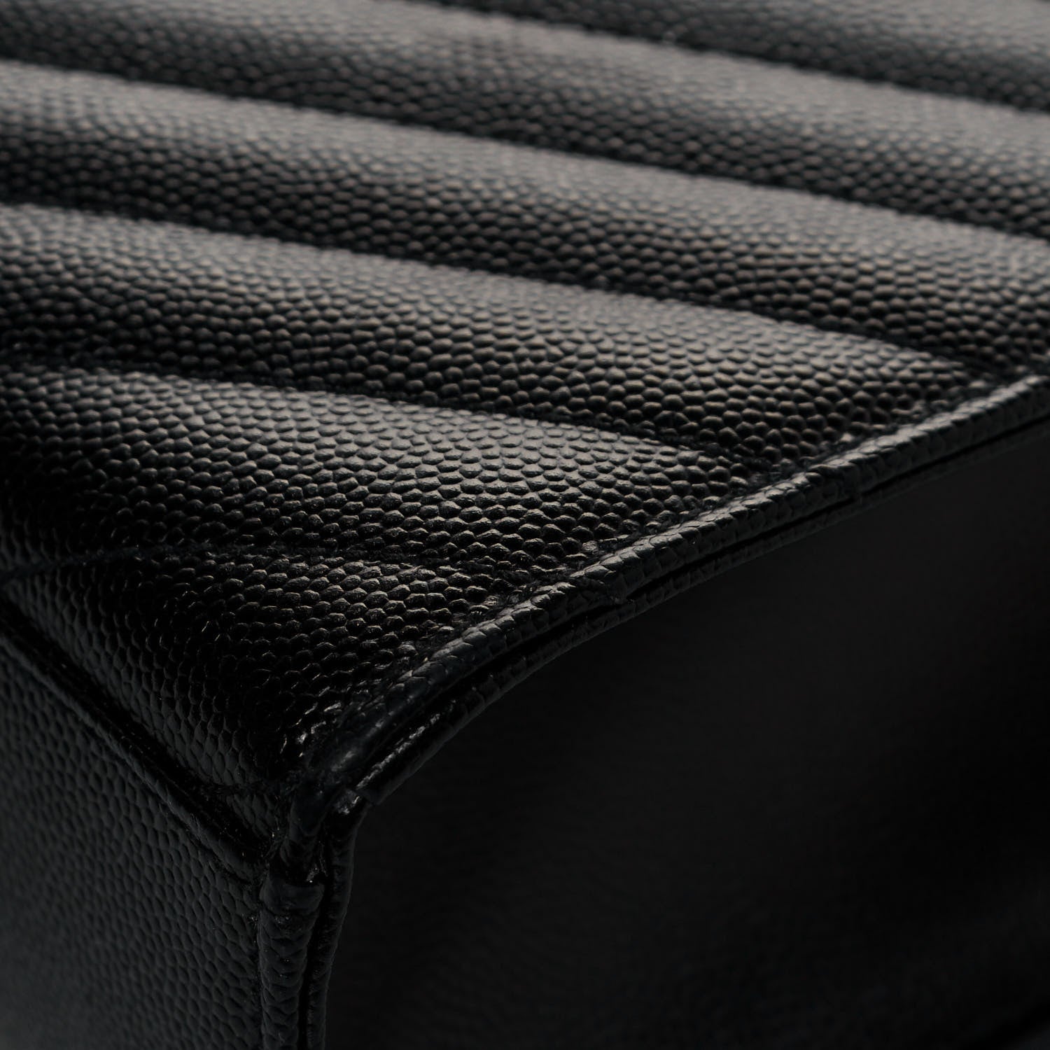 Saint Laurent Grain De Poudre Matelasse Chevron Large Monogram Satchel Black 10 of 12