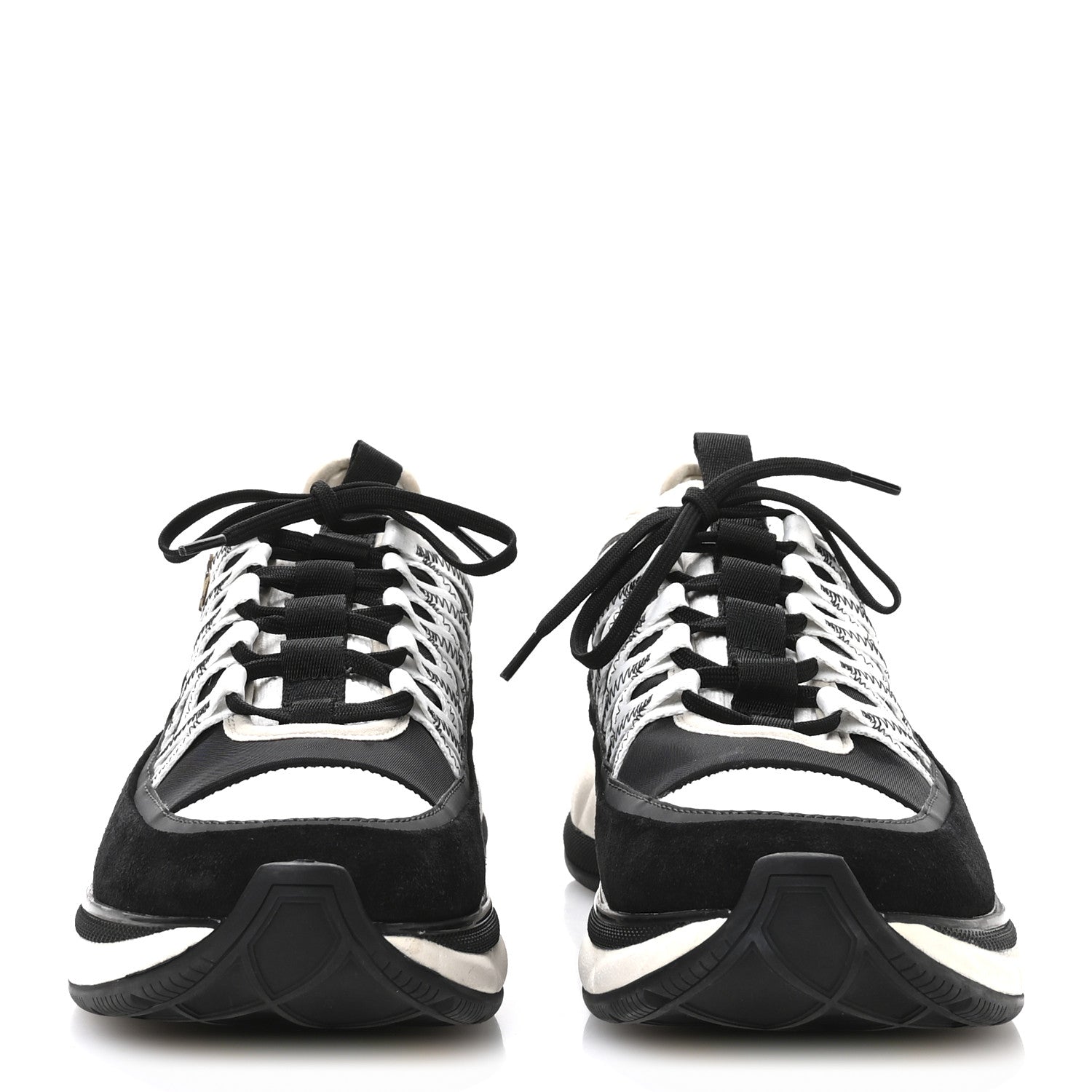 CHANEL スニーカー 41 Chanel Fabric Suede Calfskin Sneakers 41 Black White 1754190