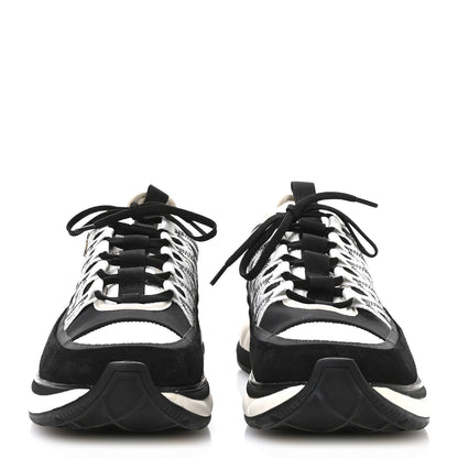 Chanel Fabric Suede Calfskin Sneakers 41 Black Beige White 3 of 9