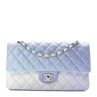 Chanel Perforated Lambskin Quilted Medium Double Flap Light Blue Light Purple White 1 of 19