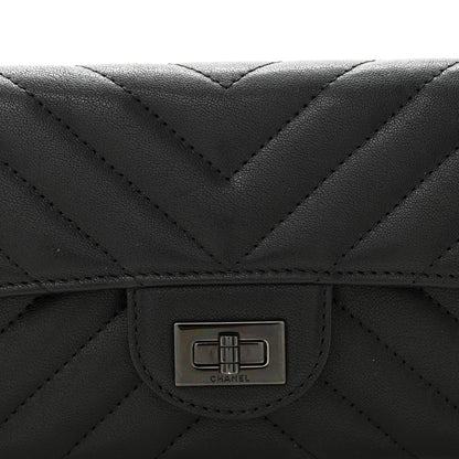 Chanel Sheepskin Chevron Quilted Reissue Large Gusset Flap Wallet So Black 9 of 10