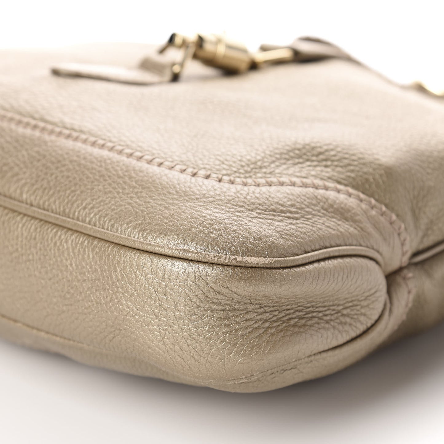 Metallic Pebbled Calfskin Medium New Jackie Shoulder Bag Gold
