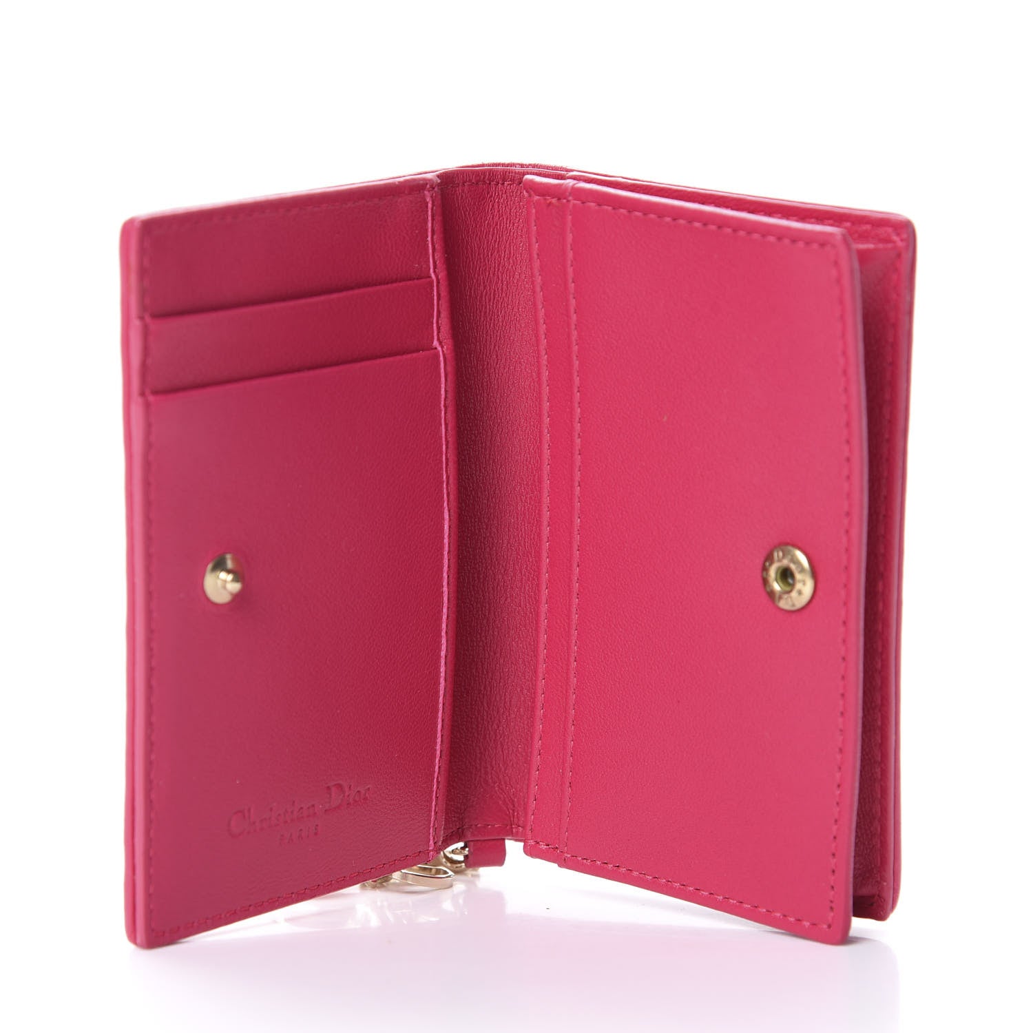 Christian Dior Lambskin Cannage Small Lady Dior Flap Card Holder Fuchsia 5 of 8