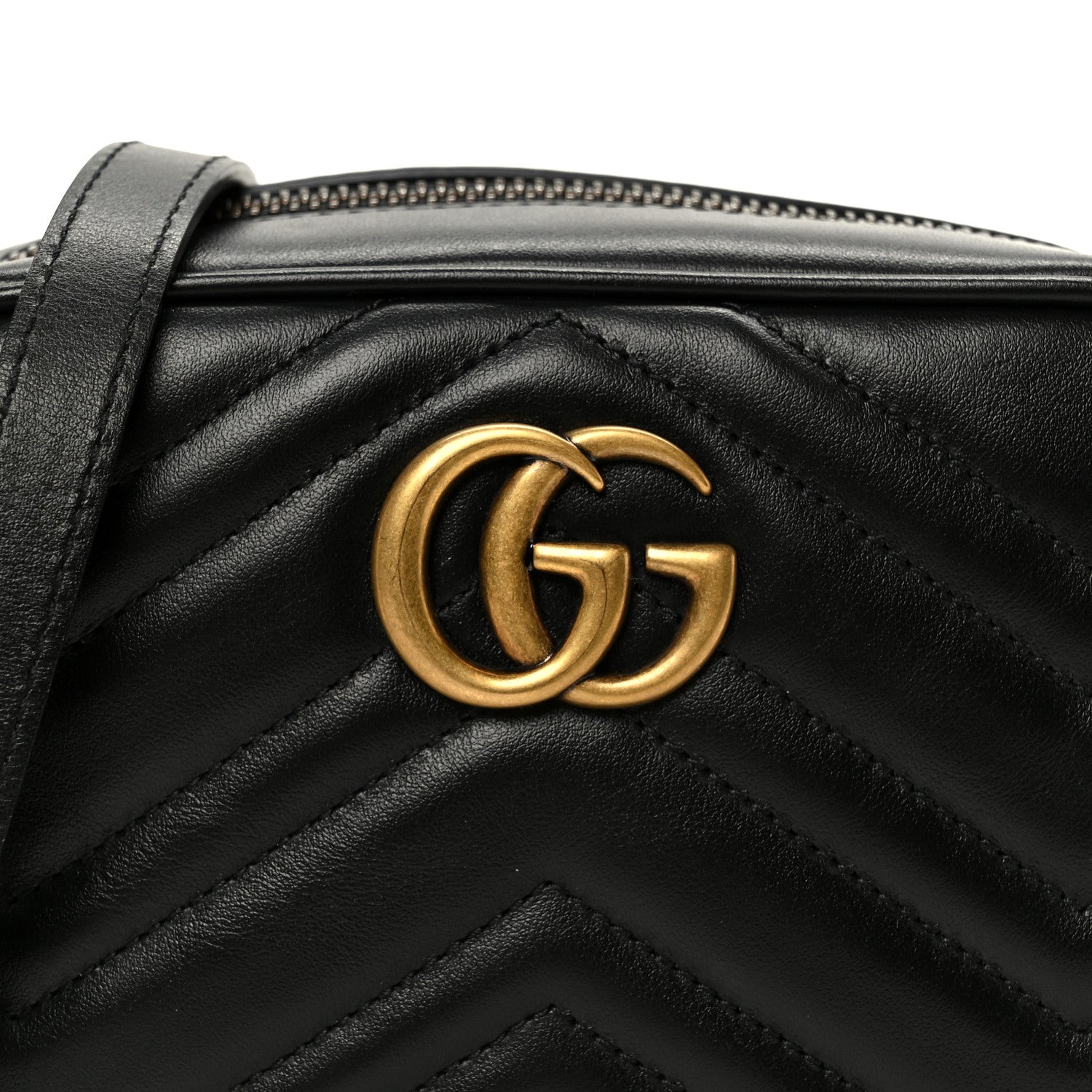 Gucci Calfskin Matelasse Mini GG Marmont Chain Shoulder Bag Black 9 of 11