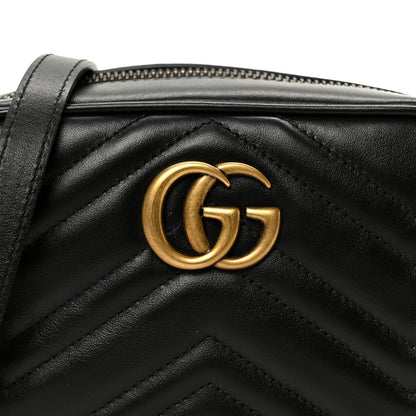 Gucci Calfskin Matelasse Mini GG Marmont Chain Shoulder Bag Black 9 of 11