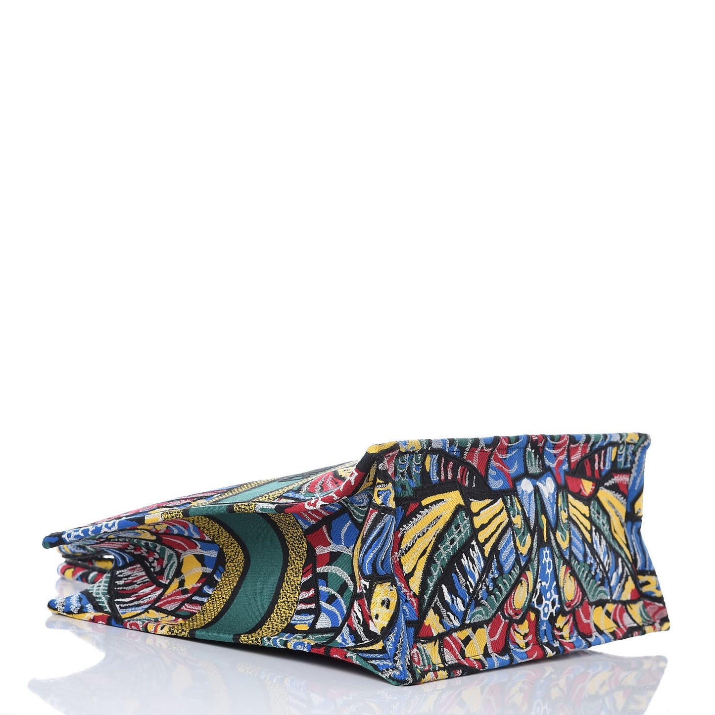 Canvas Embroidered Butterfly Book Tote Black Multicolor