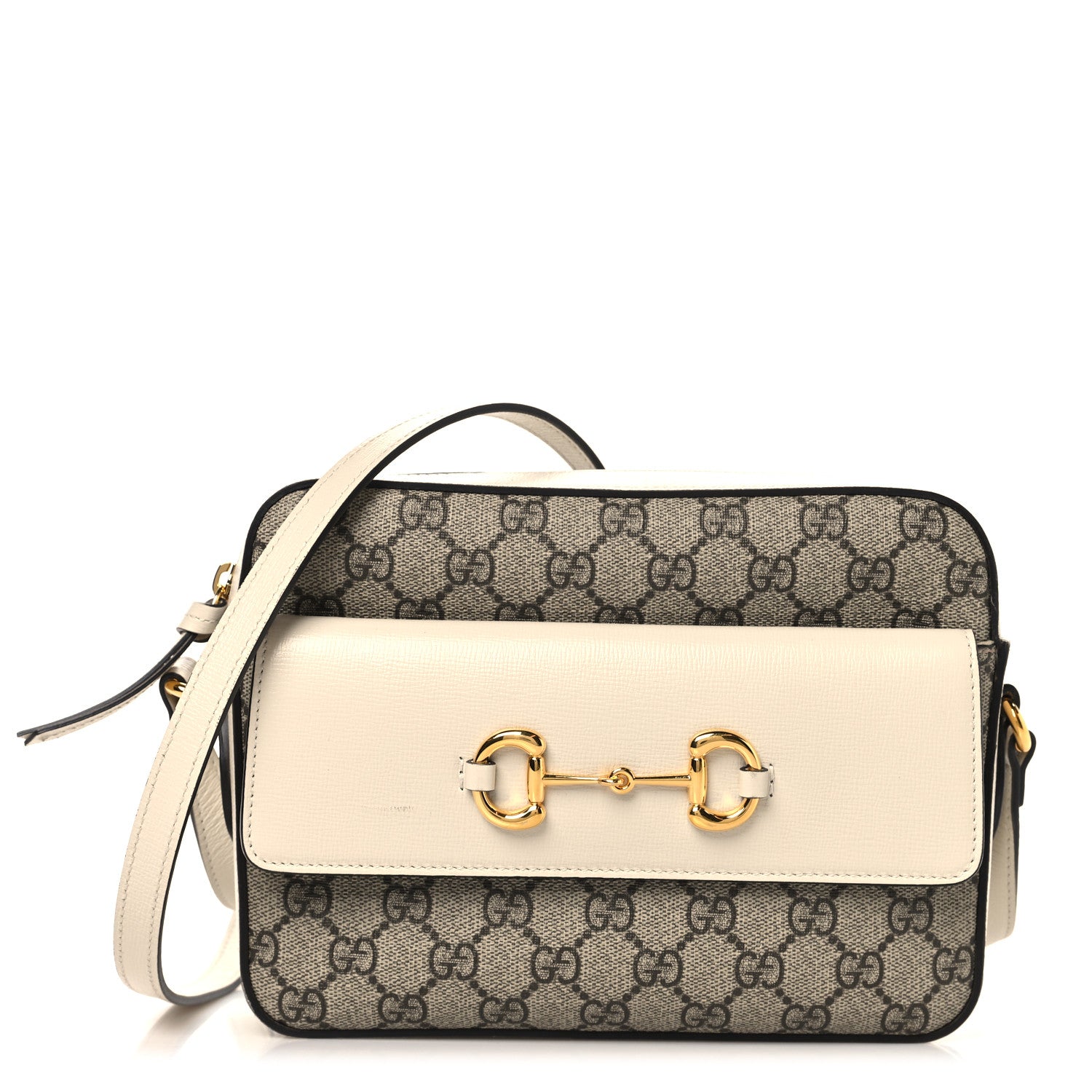 Gucci GG Supreme Monogram Small Horsebit 1955 Shoulder Bag Beige Mystic White 1 of 10