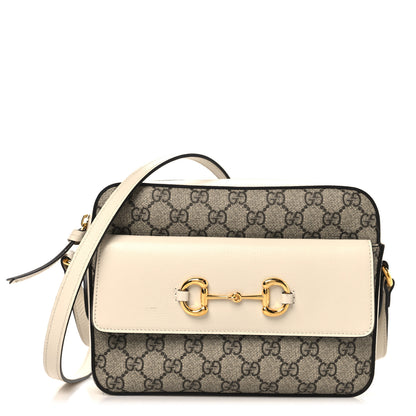 Gucci GG Supreme Monogram Small Horsebit 1955 Shoulder Bag Beige Mystic White 1 of 10