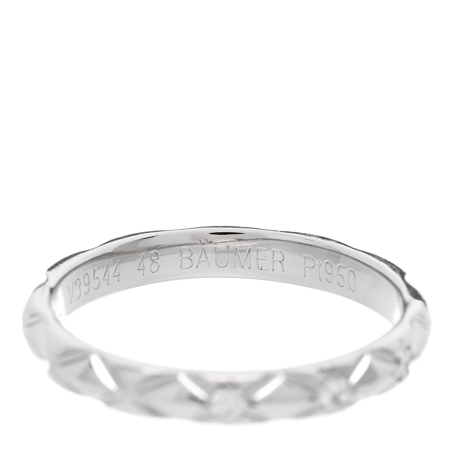 Platinum Diamond Small Matelasse Ring 48 4.5