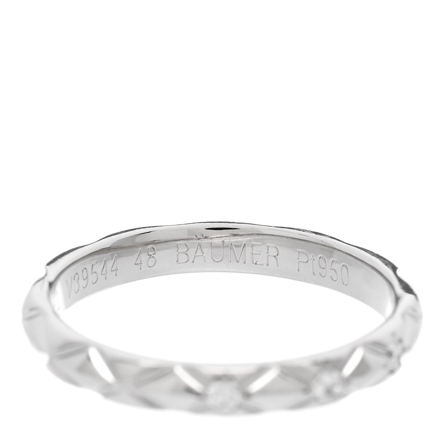 Chanel Platinum Diamond Small Matelasse Ring 48 4.5 6 of 6