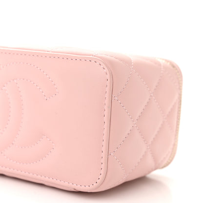 Chanel Lambskin Resin Quilted Vanity Case With Chain Pink 10 of 14