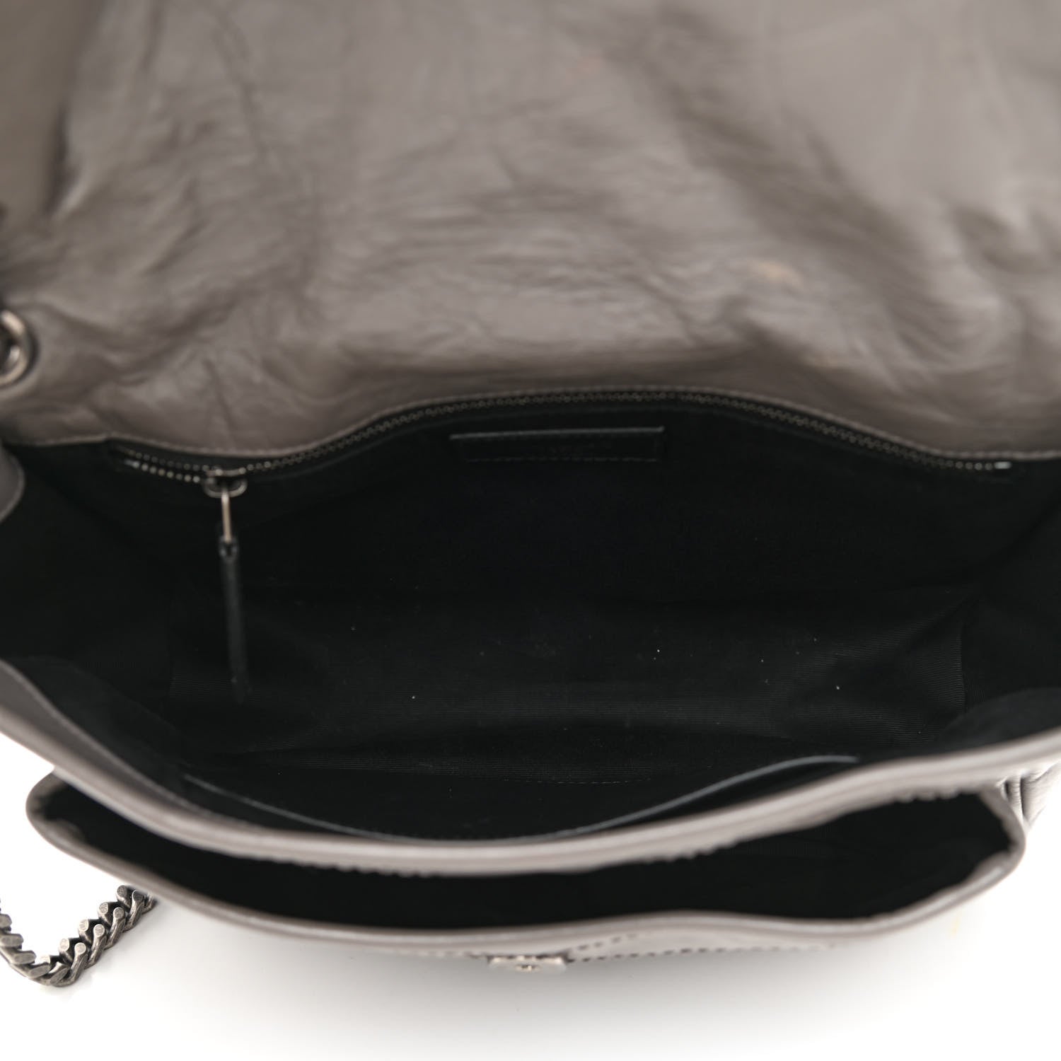 Saint Laurent Crinkled Calfskin Matelasse Monogram Medium Niki Chain Satchel Fog 5 of 8