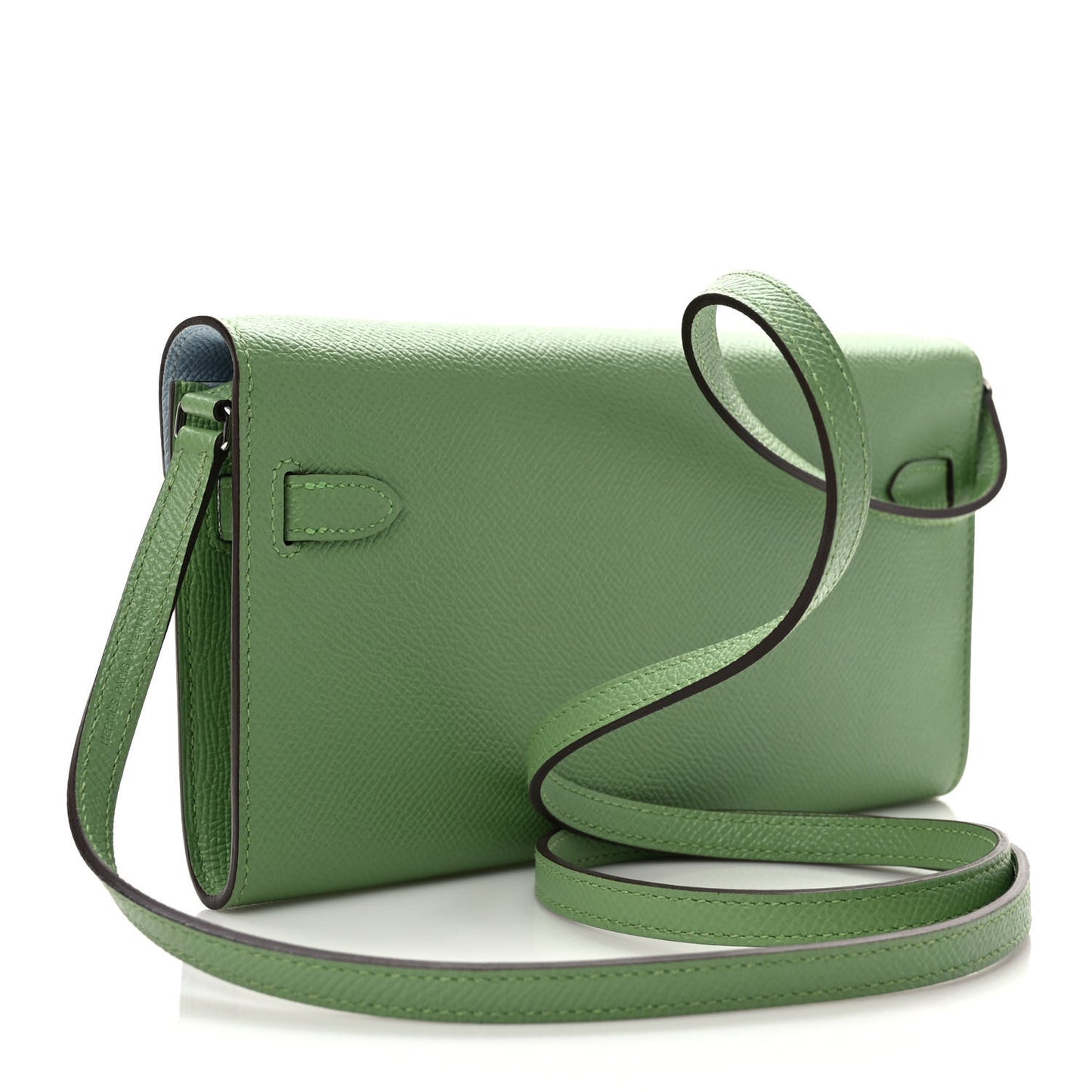 Epsom Kelly Wallet To Go Vert Criquet Blue Brume