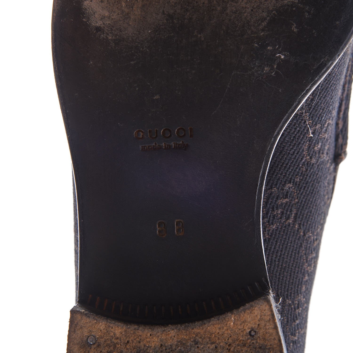 Gucci Denim Monogram Loafers 8 Dark Brown 8 of 9