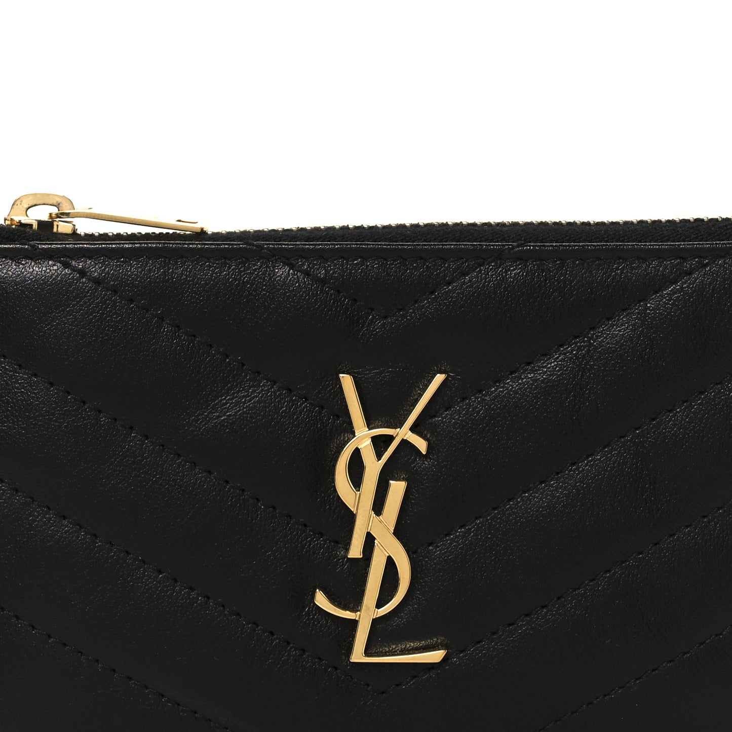 Calfskin Matelasse Monogram Key Pouch Black