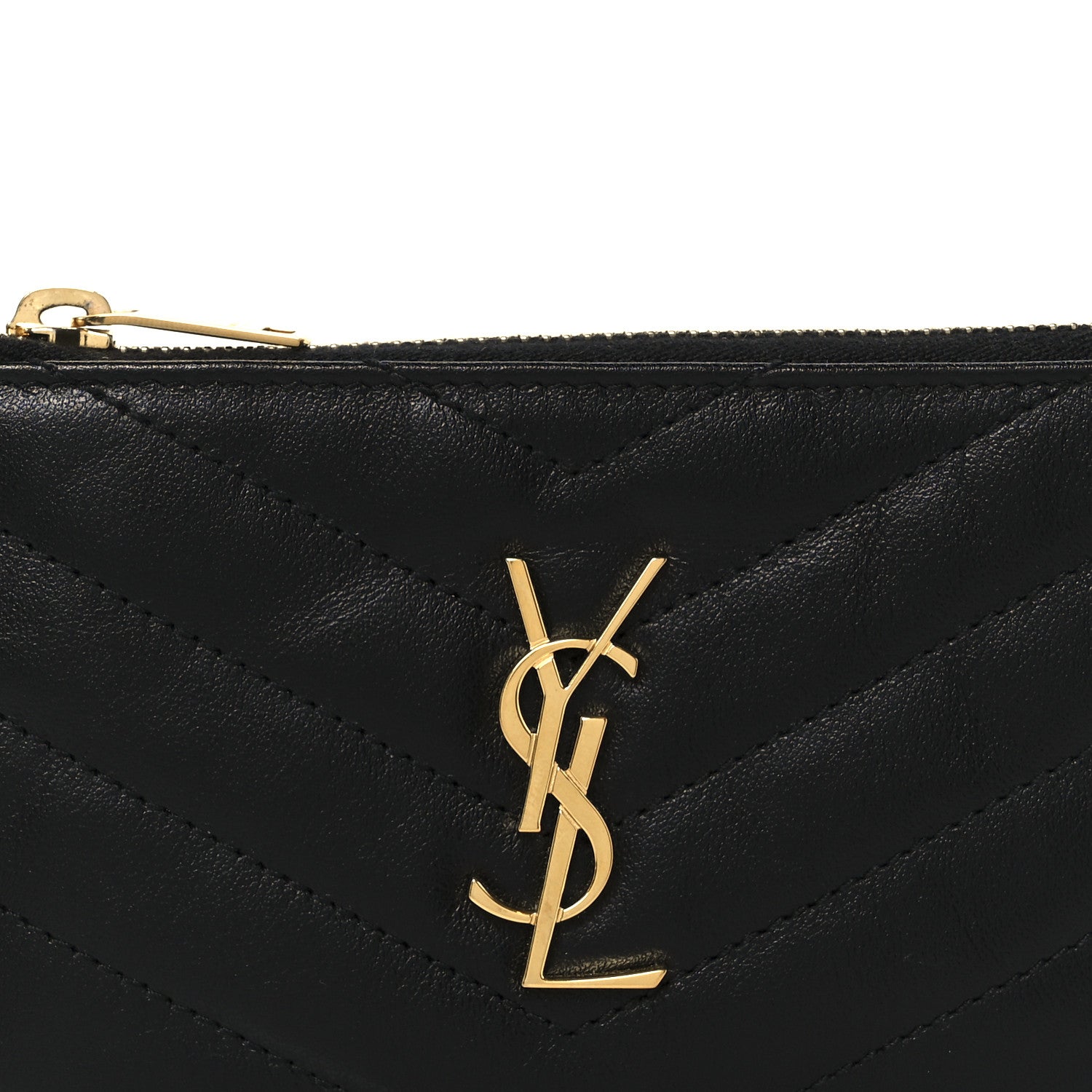 Saint Laurent Calfskin Matelasse Monogram Key Pouch Black 8 of 9