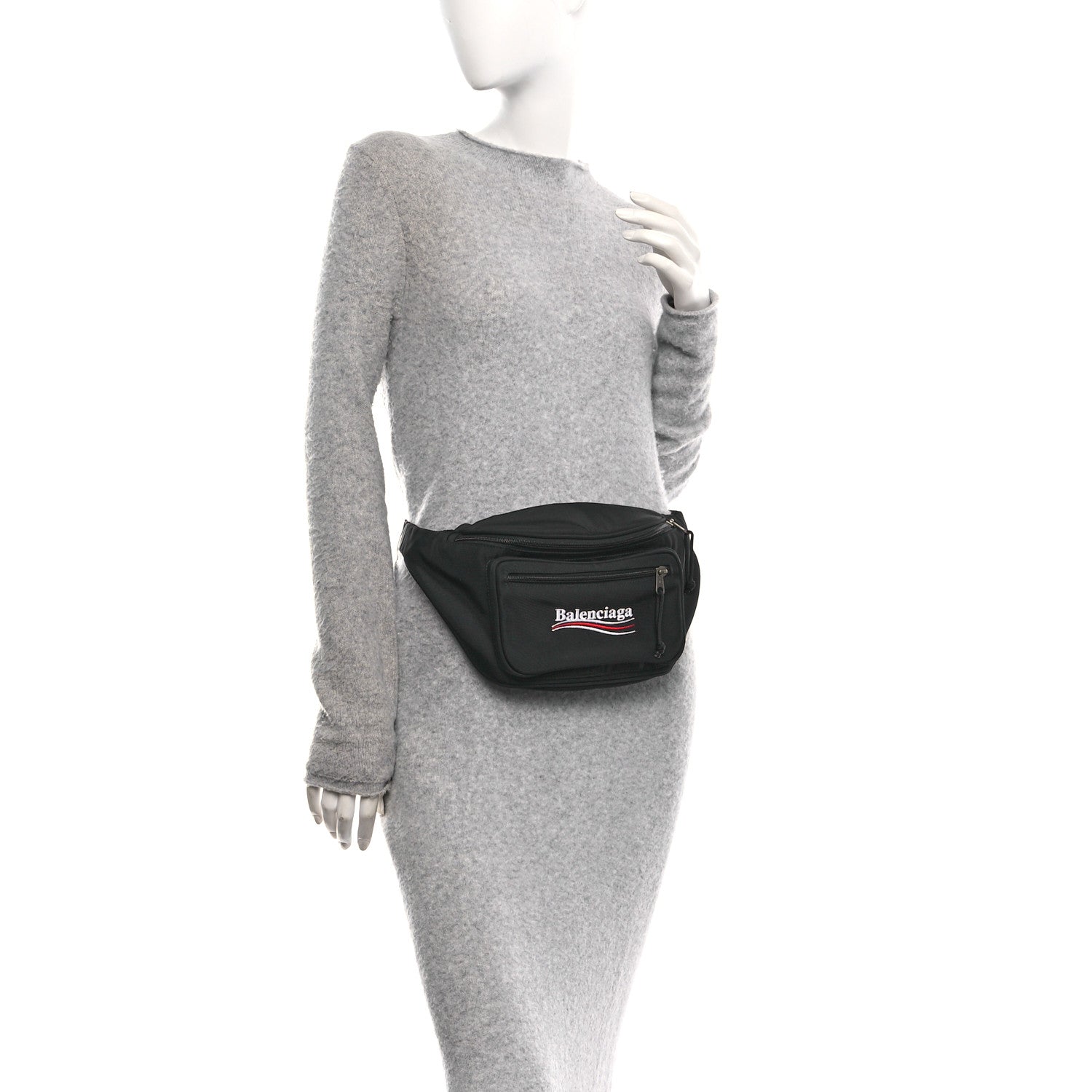 Balenciaga Casual Nylon Political Logo Explorer Beltpack Black White 2 of 9