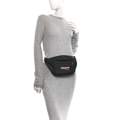 Balenciaga Casual Nylon Political Logo Explorer Beltpack Black White 2 of 9