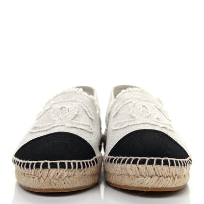 Chanel Linen CC Espadrilles 37 Beige Black 2 of 4