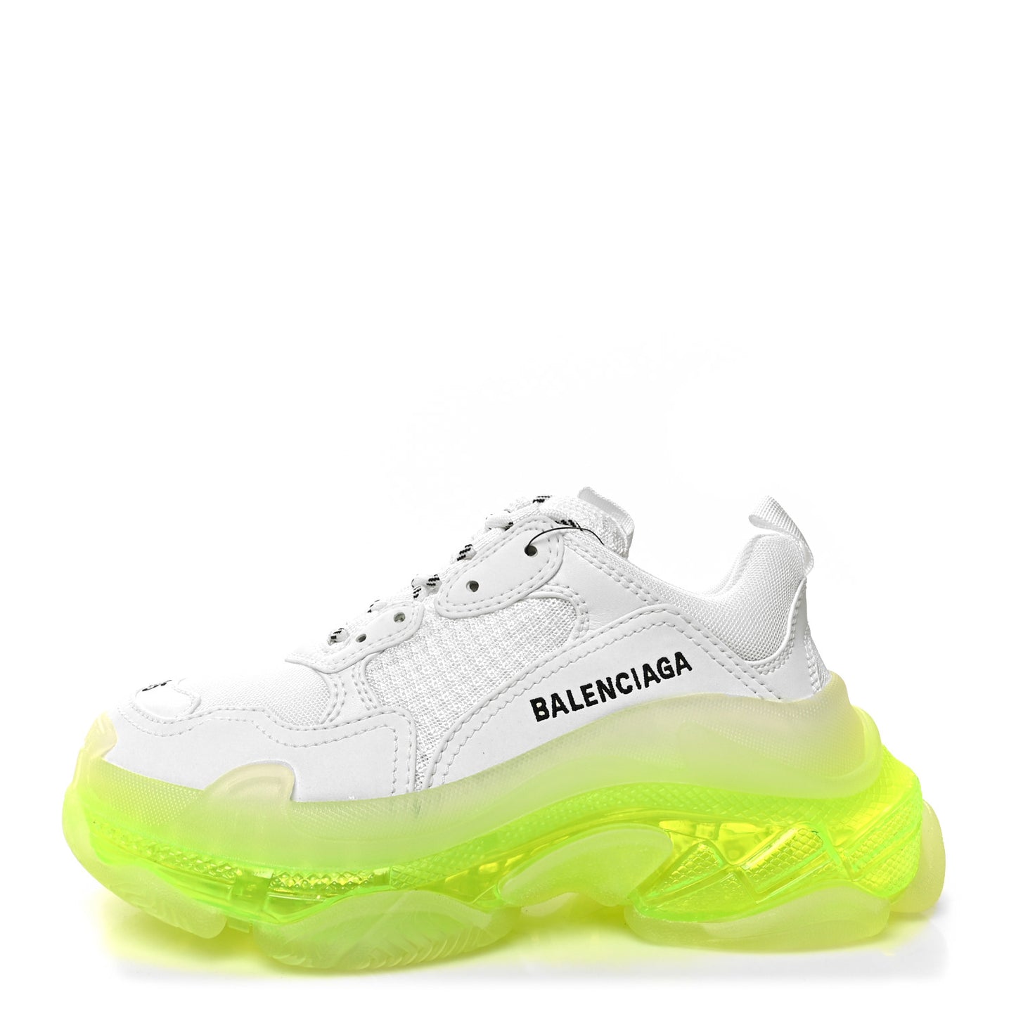 Fabric Mesh Clear Sole Fluo Womens Triple S Sneakers 35 White Fluo Yellow