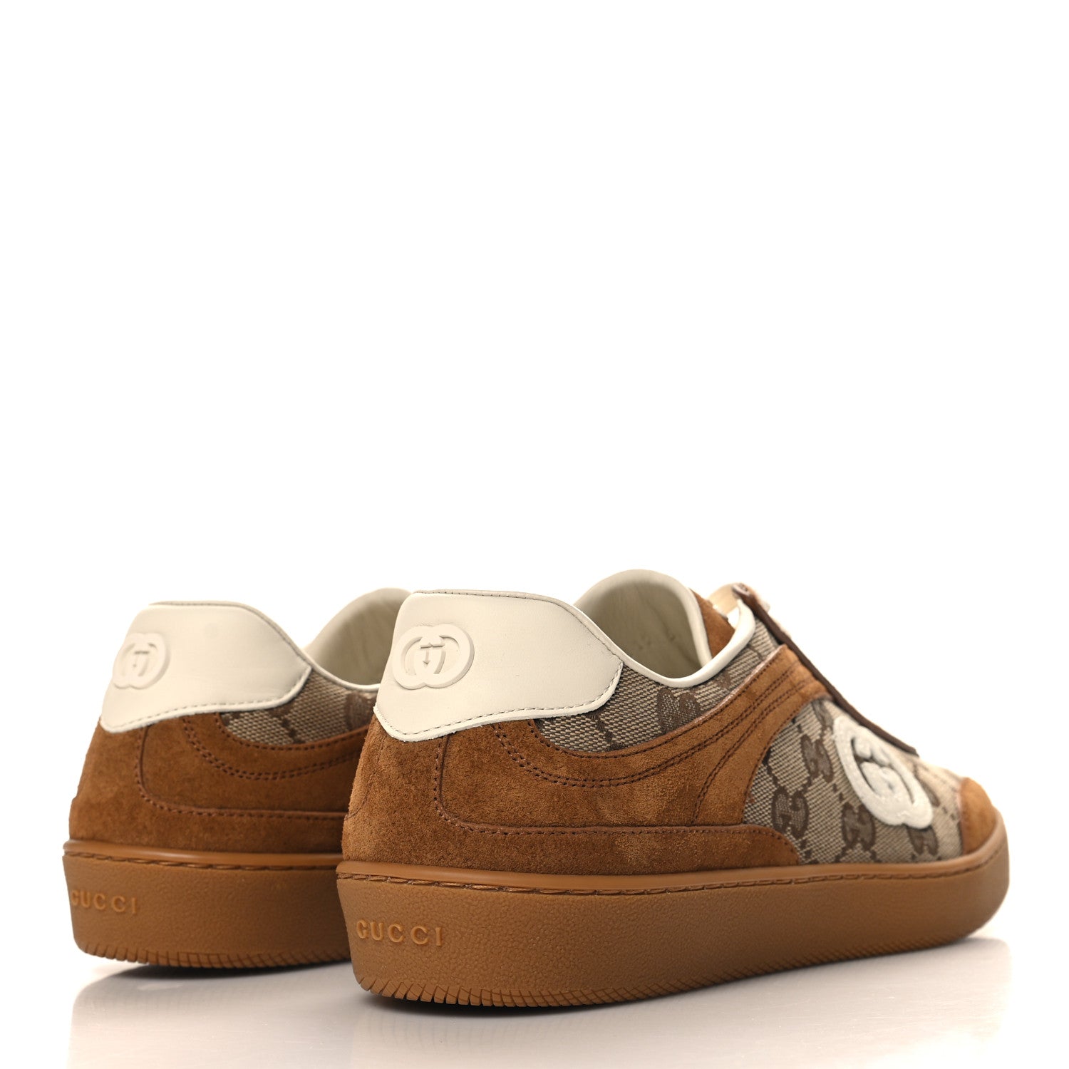 Gucci Suede GG Monogram Womens G75 Sneakers 39 Beige and Dark Brown 5 of 9