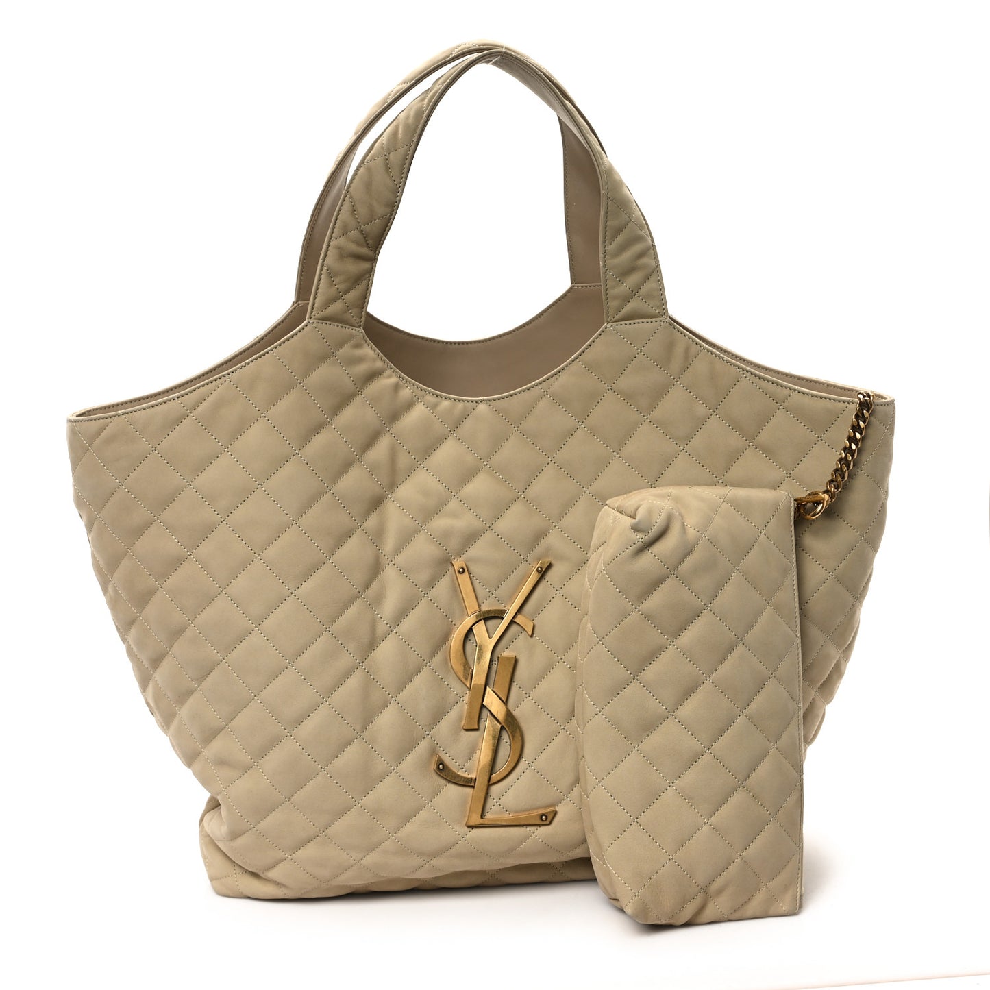 Nubuck Suede Quilted Maxi Icare Shopping Tote Safari Beige