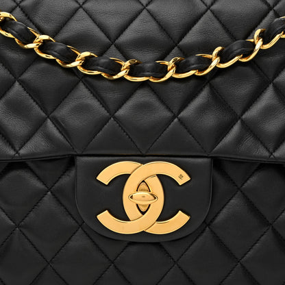 Chanel Lambskin Quilted XL Jumbo Single Flap Black 9 of 12