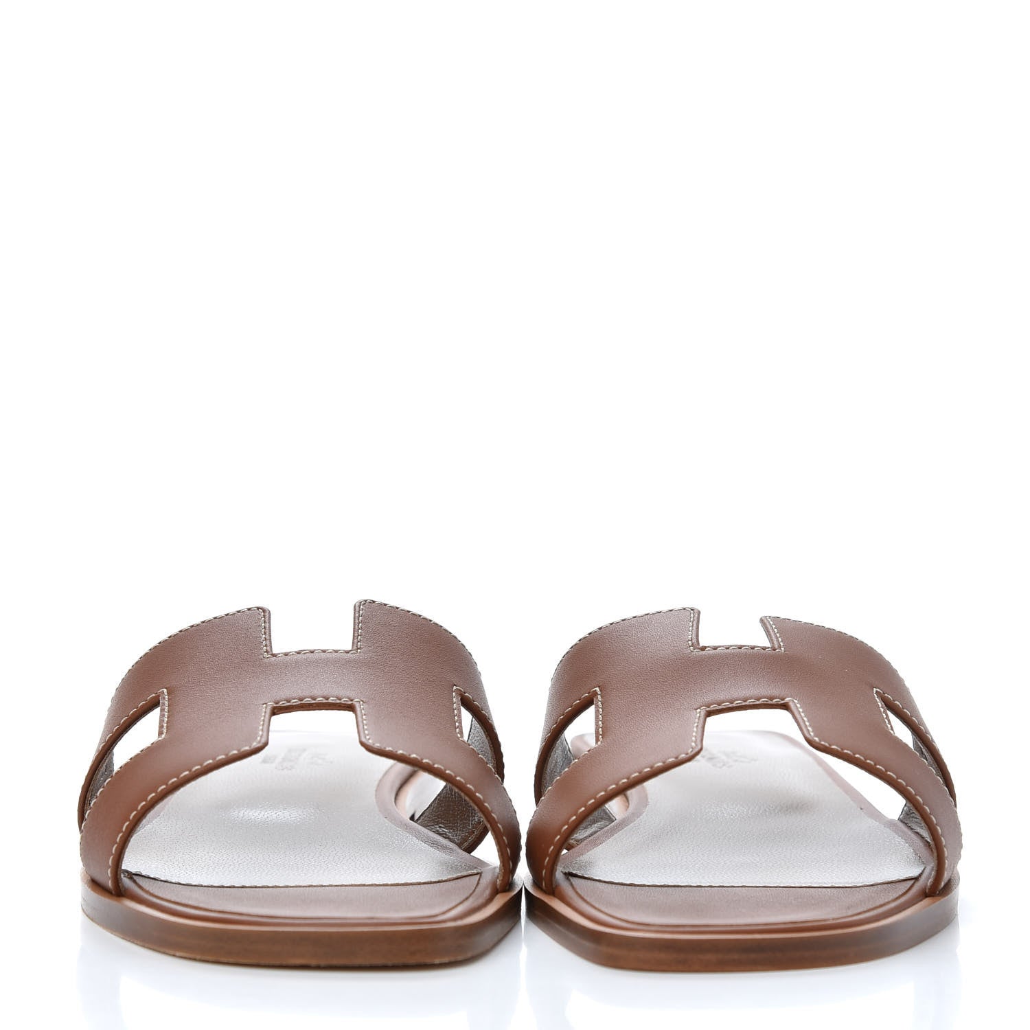 Hermes Box Calfskin Oran Sandals 37 Gold 2 of 11