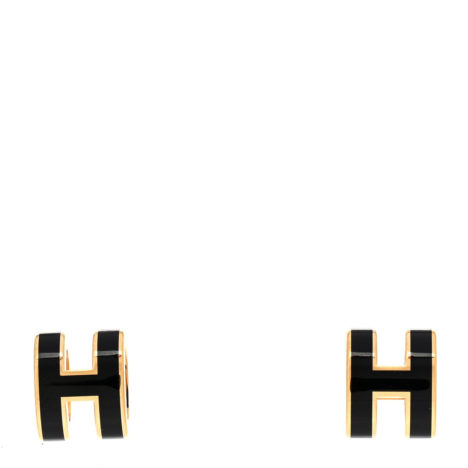 Hermes Gold Lacquered Mini Pop H Earrings Black 1 of 5