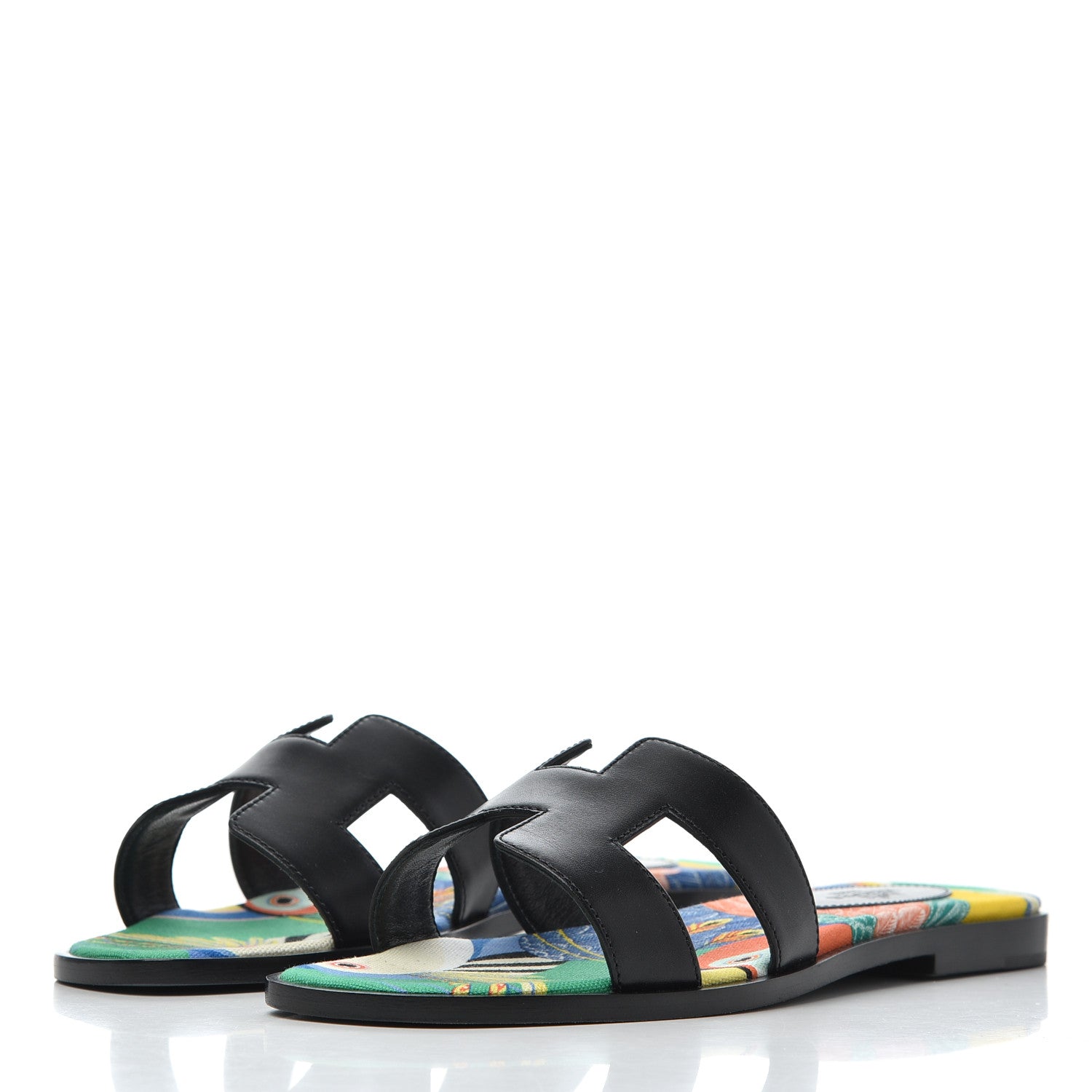 Hermes Box Calfskin Oran Sandals 35.5 Black 3 of 9