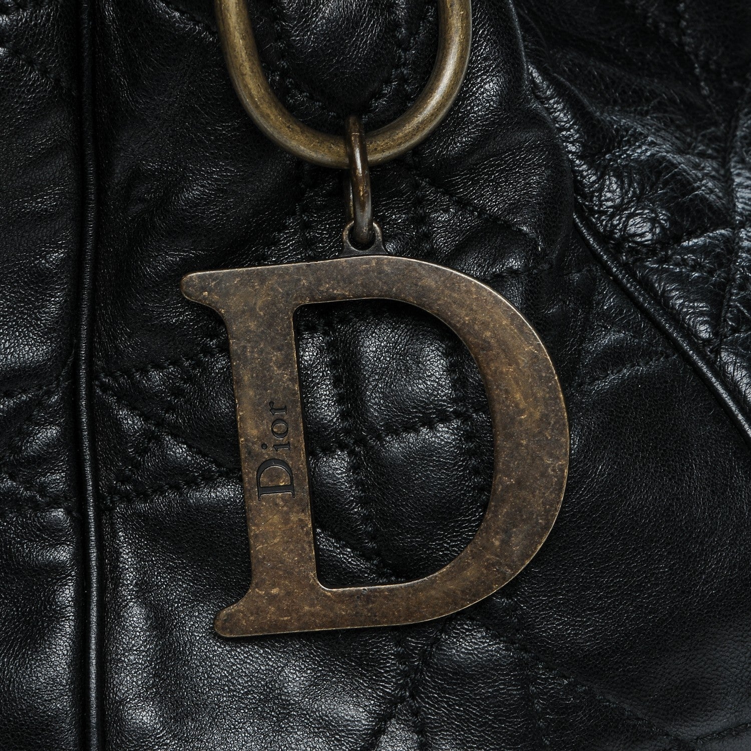 Christian Dior Lambskin Cannage Stitched Drawsting Tote Black 8 of 8
