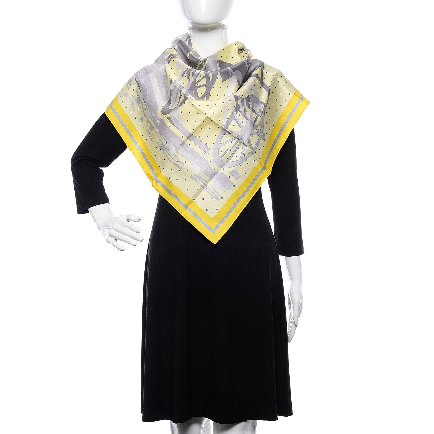Hermes Silk Carre Caleche Elastique Scarf 90 Jaune Vif Jaune Soufre 2 of 5