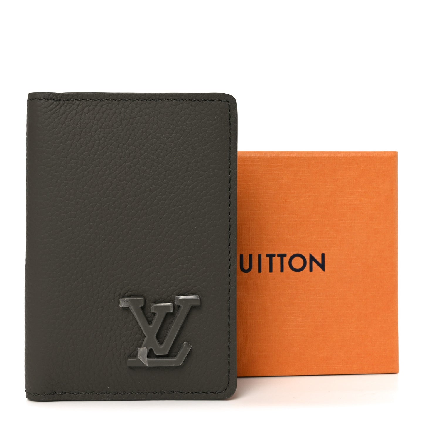 Grained Calfskin Aerogram Pocket Organizer Khaki