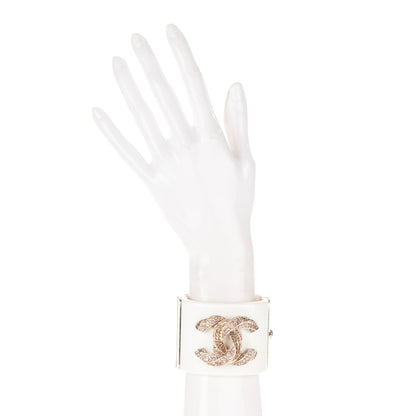 Chanel Resin Crystal CC Cuff White 2 of 4