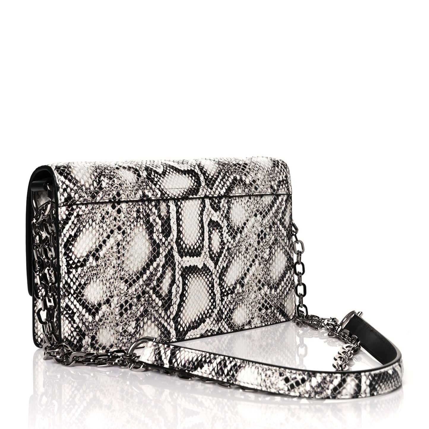 Calfskin Snake Embossed Small 4G Chain Bag Black White