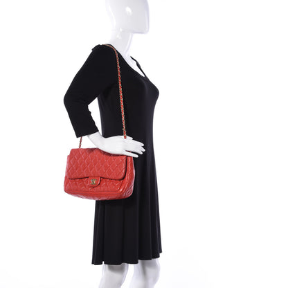 Chanel Lambskin Quilted Large Now and Forever Flap Red 2 of 13