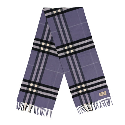 Burberry Cashmere Giant Check Icon Stripe Fringe Scarf Purple 2 of 3