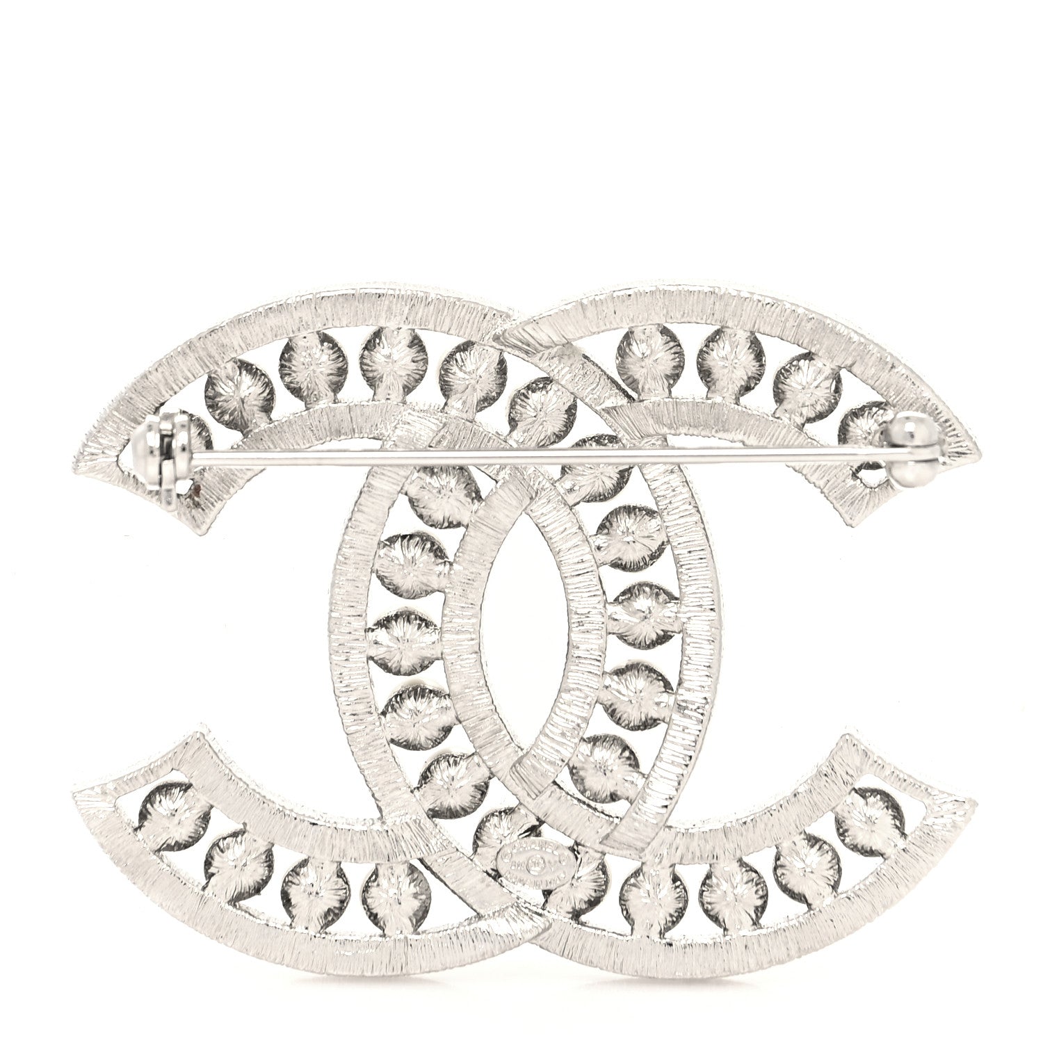 Chanel Pearl Crystal CC Brooch Silver 3 of 4