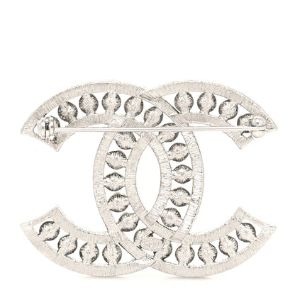 Chanel Pearl Crystal CC Brooch Silver 3 of 4