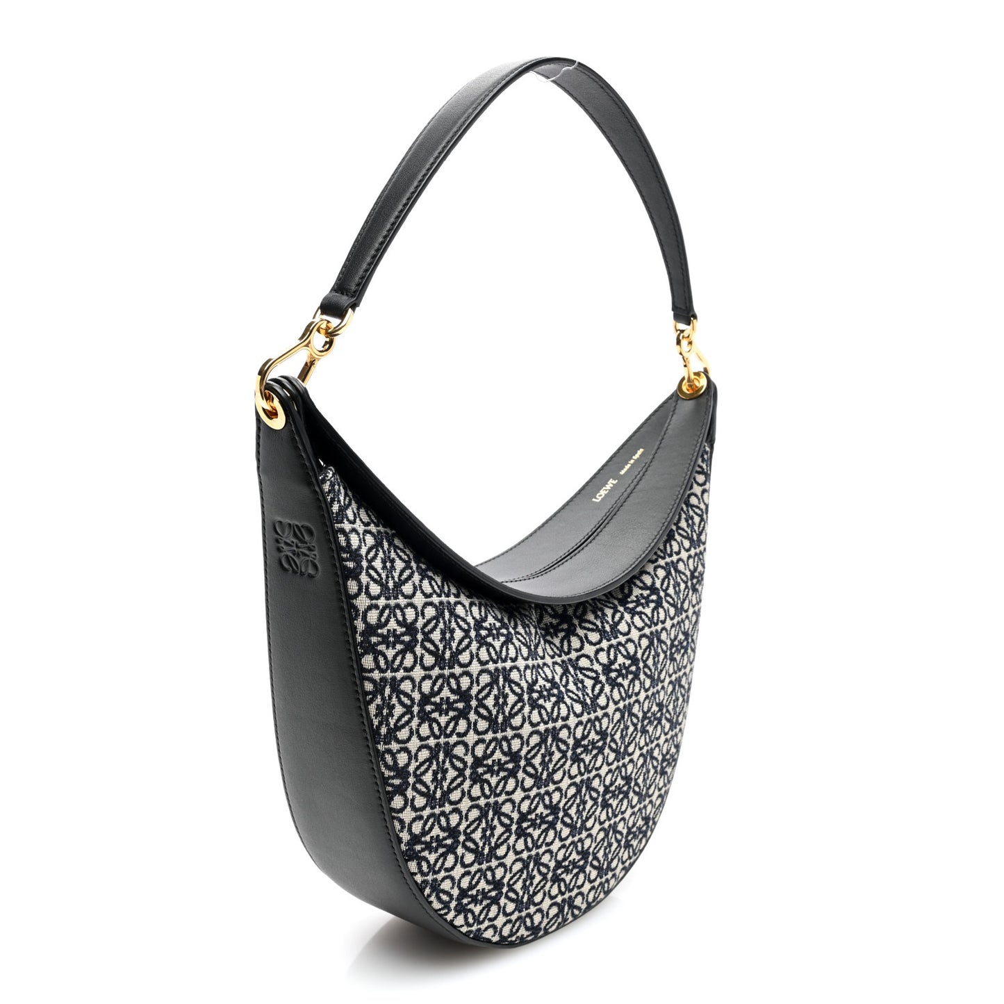 Jacquard Anagram Calfskin Luna Bag Navy Black