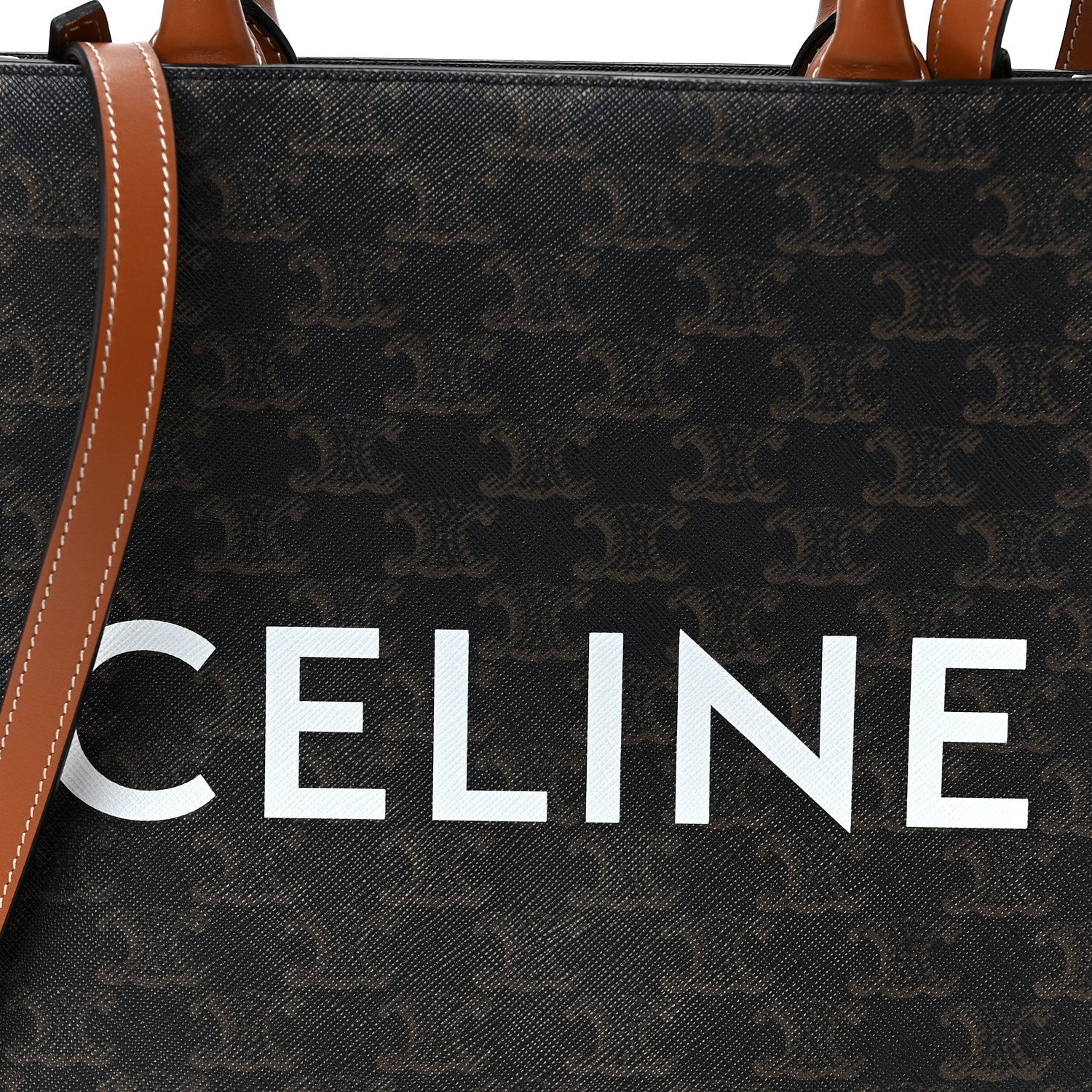 Celine Triomphe Canvas Calfskin Small Vertical Cabas Tan 7 of 9