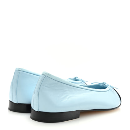 Chanel Lambskin Cap Toe CC Ballerina Flats 39 Light Blue Black 4 of 7
