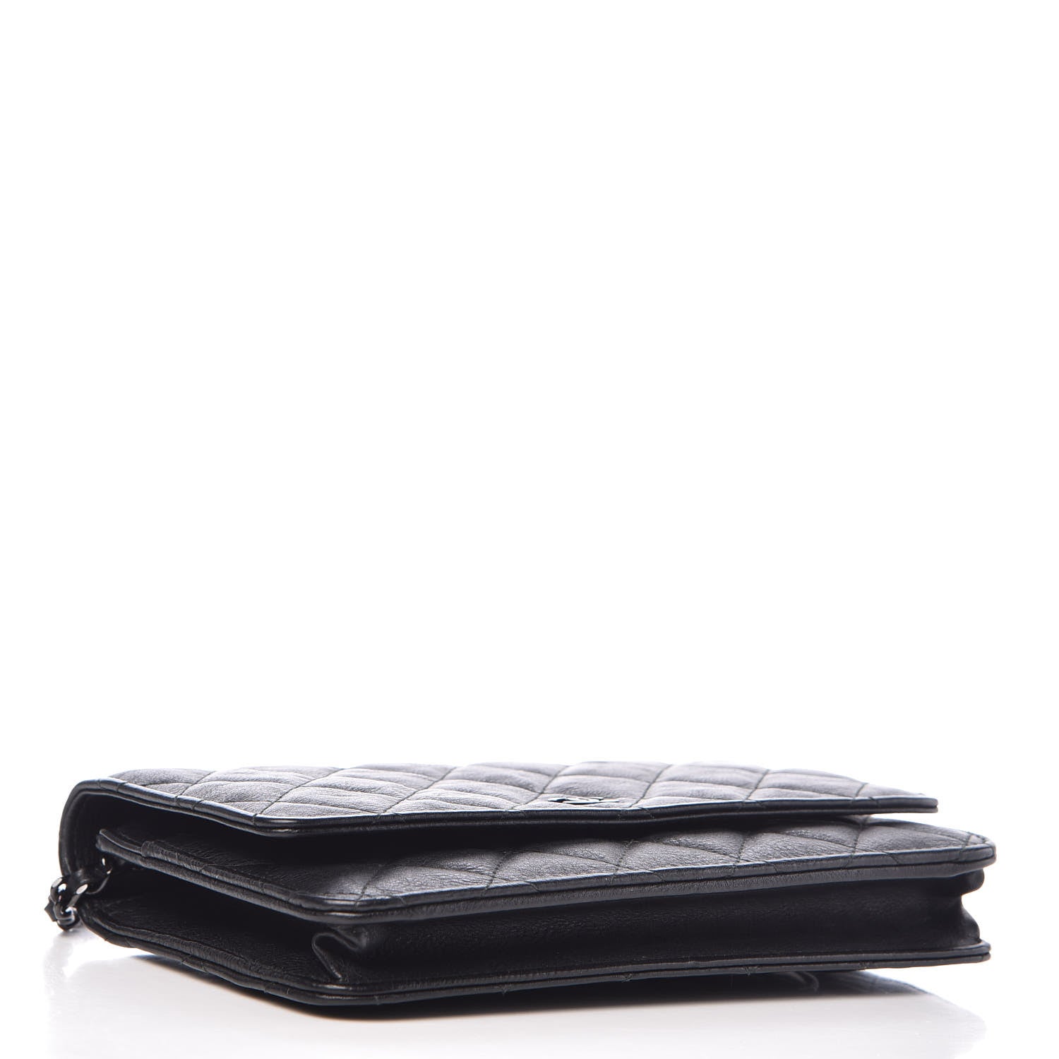 Chanel Crumpled Calfskin Quilted Wallet On Chain WOC So Black 4 of 11