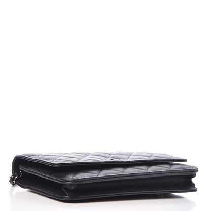 Chanel Crumpled Calfskin Quilted Wallet On Chain WOC So Black 4 of 11