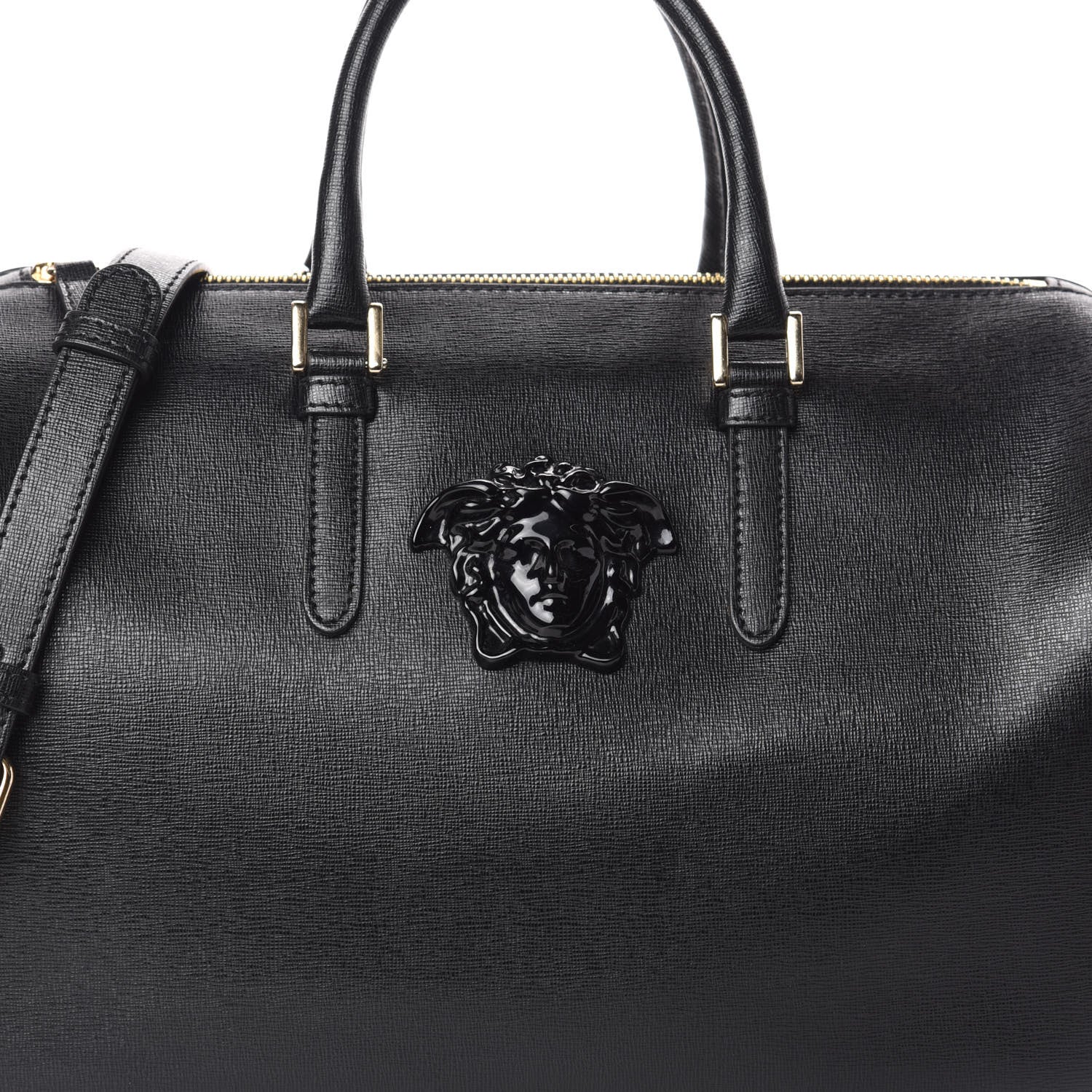 Versace Saffiano Calfskin Palazzo Duffle Bag Black 6 of 8