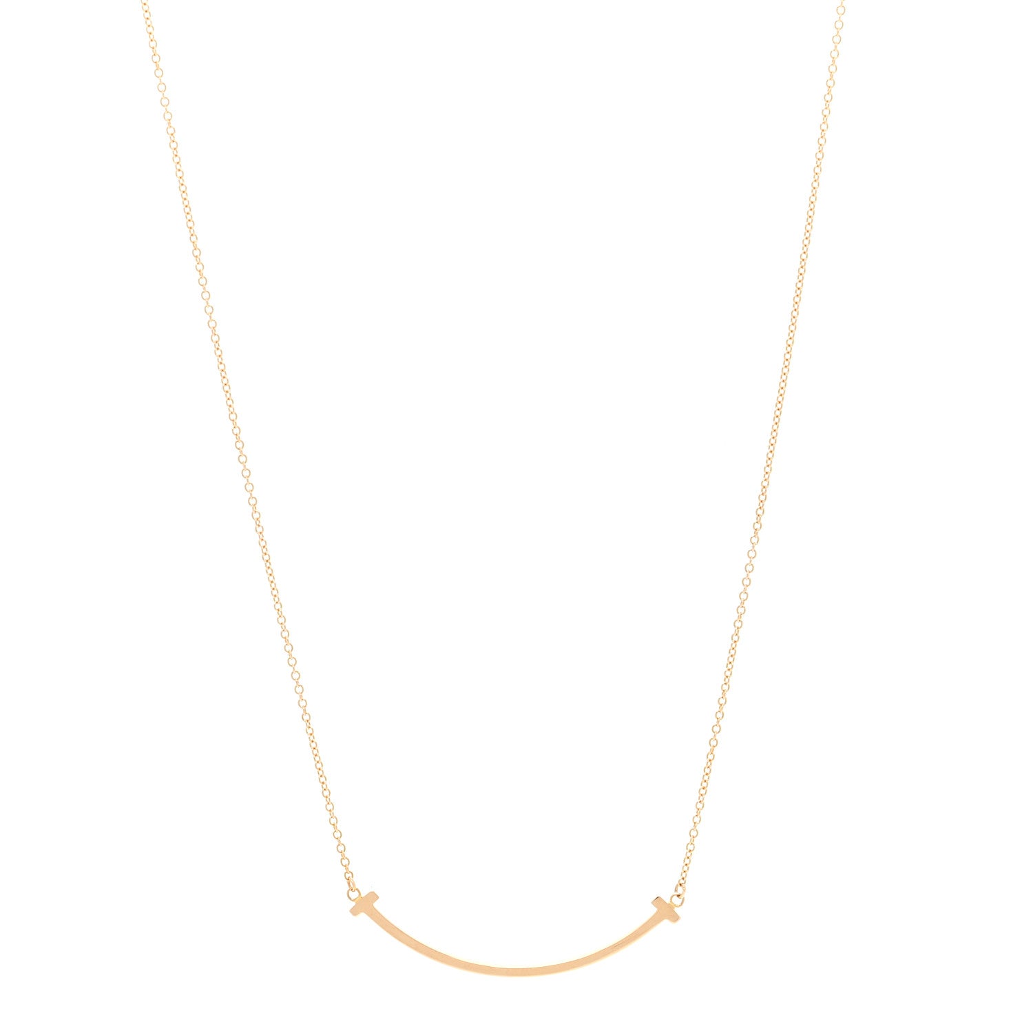 Tiffany 18K Rose Gold Small T Smile Pendant Necklace 1 of 6