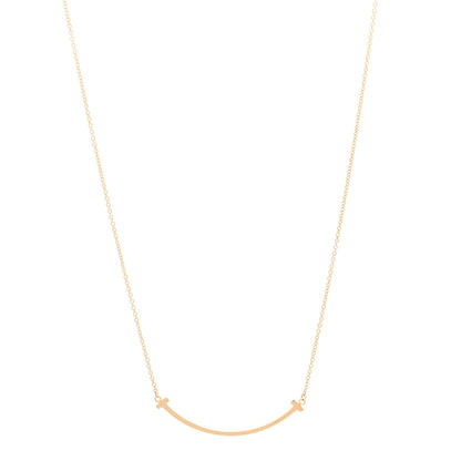 Tiffany 18K Rose Gold Small T Smile Pendant Necklace 1 of 6